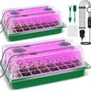 Verdenu Seed Starter Tray with Grow Light, 2 Pack 80 Cells Seed Starter Kit with Humidity Dome, Adjustable Brightness Seed Tray with Smart Timer, 3 Modes, 4 Timing, Germination Kit for Indoor