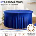 2 Pack 132inch Royal Blue Round Tablecloth, Circle Stretch Table Cloths for 6 FT Tables, Round Royal Blue Table Skirt for Wedding Birthday Photography Party Social Events Engagement Party Decorations