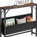 31.5'' Small Console Table with Charging Station and Storage, Narrow Sofa Table with Power Outlets, Behind The Couch Table, for Living Room, Foyer, Entryway, Hallway, Rustic Brown