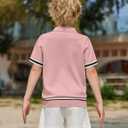 Arshiner Boys Knit Shirts Short Sleeve Button Down Shirt Vintage Fashion Casual Summer Beach Shirts for Kids 4-13 Years (Pink, XS)