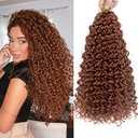 Gogo Curl 18 Inch 8 Packs Curly Crochet Hair for Black Women Ginger Copper Color Wavy Beach Curls Water Wave Go Go Crotchet Hair Synthetic Curly Braiding Hair Extensions(18inch 8pack, #350)