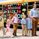 2 x Back To School Backdrop 72x44 Inch Welcome Back To School Decorations Banner First Day of School Banner with 4 Grommets Classroom Poster Bulletin Board Supplies with 19.68 Ft Rope