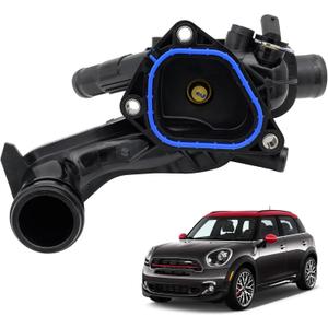 11538674895 Engine Coolant Thermostat Housing Assembly for 2011-2016 N16 Mini Cooper Clubman Countryman Convertibles N18 MINI Cooper S JCW 1.6L L4 11538671513 11537647305 TM46105