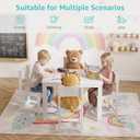 BOLUO Kids Table and Chair Set 3-7 Year Old, Activity Table for 4 Kids, White Toddler Table and Chairs, Play Desk for Children Learning Center, Over dimension: 20.2"D x 26.4"W x 21.1"H