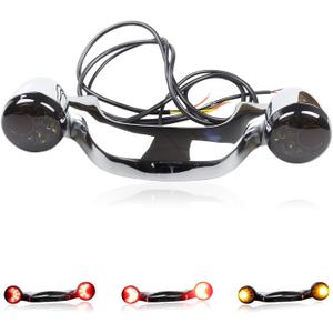 Rear Bullet LED Turn Signals Light Bar Integrated Turn Signals Motorcycle Brake Tail Lights for Harley Touring Road King Road Glide Special Electra Glide Heritage Softail, Chrome
