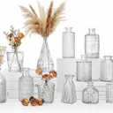 12 Pcs Clear Bud Vases Set, Small Vintage Glass Clear Bud Flower Vases Bulk Multiple Shape Cute Mini Glass Bottles Vases for Rustic Wedding Centerpieces Table Decorations and Home Decor