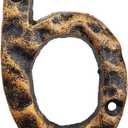 2 Pack 5.5 Inch House Numbers, Cast Iron Home Address Number, Featuring Solid/Heavy Duty & Sturdy, Uneven Bronze-colored,Number 6