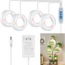 Ceiling Grow Lights for Indoor Plants, 192 LEDs 24W Full Spectrum Plant Lights for Indoor Growing, 3.5" Under Cabinet Plant Grow Light with 6/12/16H Timer, 5 Brightness Levels (4-Head)