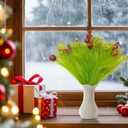 15.7 Inch Christmas Tree Topper - 24 Pcs Green and Red Tree Picks with Decorative Balls - Whimsical Xmas Decor for Holiday Party & Home Decor