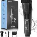 Beatslm Beard Trimmer for Men, 20 Length Adjustable, Cordless Waterproof Clippers, Stainless Steel T-Blade for Precision Facial Hair Trimming with 2 Guide Combs, Travel Lock, LED Display