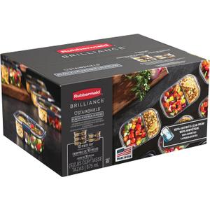 Rubbermaid Brilliance Meal Prep Containers, 2-Compartment Food Storage Containers, 2.85 Cup, 5-Pack, BPA-Free, Clear/Grey