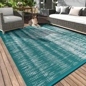MontVoo Outdoor Rug Waterproof 5x8 ft Outdoor Carpet Patio Rug Mat Reversible RV Camping Rug Plastic Straw Outside Rug for Balcony Porch Deck Picnic Beach Modern Teal MontVoo Outdoor Rug Waterproof 5x8 ft Outdoor Carpet Patio Rug Mat Reversible RV Camping Rug Plastic Straw Outside Rug for Balcony Porch Deck Picnic Beach Modern Teal