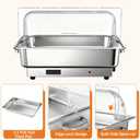 Garvee Electric Chafing Dish Buffet Set, 2 × 4.5 QT Roll Top Food Warmer | With Transparent PC Lid, 400W Temperature Control 86-200°F, Stainless Steel Chafer For Catering Parties (2 Packs)