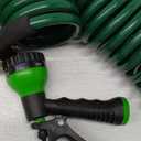 Therwen 75.5 ft Heavy Duty EVA Recoil Garden Hose Curly Water Hose with 7 Pattern Spray Nozzle and Brass Connectors for Garden Watering Cars Washing (Green)