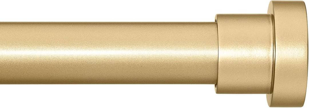 Briofox gold Curtain Rods for Windows 48 To 84 Inch, 1 Inch Heavy Duty Adjustable Curtain Rod With Modern Decorative End Cap Finials WIth BracketsNOT TENSION ROD