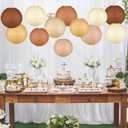 12 Pcs Boho Paper Lanterns, 10'' Brown Party Decorations, Hanging Paper Lanterns Party Decorations for Classroom Western Wedding Baby Shower Home Decor