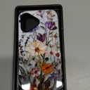 LUHOURI for iPhone 17 Case,Wireless Charging Compatible,Dual-Layer - Soft Silicone Inner + Hard Outer Shell,Cute Wildflower Design,Protective Phone Cover for Women - Marble Pressed Flowers