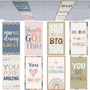 Retisee 8 Pcs Light Covers with 64 Magnets 4 x 2 Feet Motivational Magnetic Classroom Ceiling Light Covers Filter for Home Office School Classroom Decor