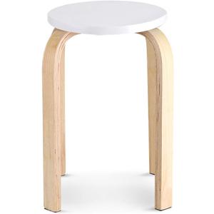 Cocoarm Wooden Round Stool,Anti-Slip Color Wood Stack Stool for Kitchen Home, Garden, Living and Class Room (White)
