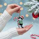 Tuxedo Cat Ornament Hugging Candy Cane 2D Flat Acrylic Ornament - Christmas Tree Decoration, Black and White Cat Holiday Tree Decoration for Pet Lovers 2025