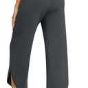 TARSE Wide Leg Pants for Women Cross High Waisted Yoga Pants Casual Lounge Joggers Loose fit Pajama Bottoms with Pockets (Gray, M)
