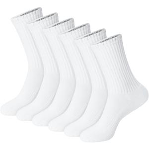 Hanes Unisex Plain White Socks Pack or Plain Black Socks Pack, Men's, Women's & Teen Sizes, Crew and Ankle 6-Packs (Large)