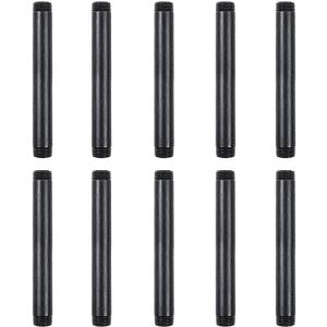 Niubid 10 Pack 1/2 Inches x 6 Inches Black Malleable Steel Nipples Fitting, DIY Steampunk Industrial Vintage Style.