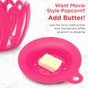 Ecolution Patented Micro-Pop Microwave Popcorn Popper with Temperature Safe Glass, 3-in-1 Lid Measures Kernels and Melts Butter, Made Without BPA, Dishwasher Safe, 3-Quart, Hot Pink