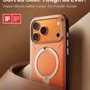 TORRAS Q3 VegSkin for iPhone 17 Pro Max Case Leather, 360 Spin Magnetic Stand, Fit for MagSafe, Camera Control, Shockproof Premium Organic Silicone Leather Case for iPhone 17 Pro Max, Burnt Orange