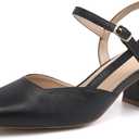 Rilista Women's Slingback Chunky Low Heels Closed Square Toe Heel Wedding Party Dress Pumps Shoes 7.5