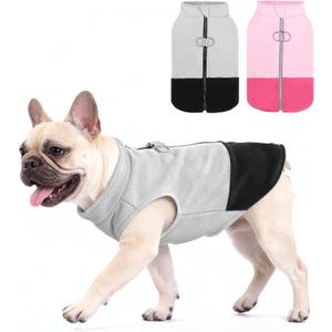 KOOLTAIL Dog Fleece Vest Sweater, Zip Up Step-in Pullover Warm Puppy Jacket with Dual Leash D-Ring for Small Medium Dogs, Cozy Soft Pet Winter Cold Weather Coats Fall Clothes Hoodie Boy Girl, Black L
