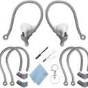 5 x Ear Hooks Compatible with AirPods 4, 3, 1, 2 and Pro & All in-Ear Headphones with Stems - 2 Pairs Adjustable Secure & Comfortable Prevent Falls Ear Holders for Headphones - Easy to Install (Gray)