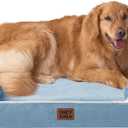 EHEYCIGA Orthopedic Dog Beds for Extra Large Dogs, Waterproof Memory Foam XL Dog Bed with Sides, Non-Slip Bottom and Egg-Crate Foam Big Pet Bed with Washable Removable Cover, Washed Blue (44.0"L x 32.0"W x 6.5"Th)