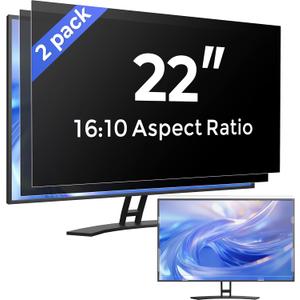 [2 Pack] 22 Inch Computer Privacy Screen Filter for Monitor 16:10 Aspect Ratio, Eye Protection Anti Blue Light Privacy Shield and Anti-Glare Protector, 22inch Removable Anti-Scratch 22in Protector Film