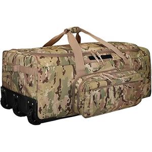 120L 3-Wheel Rolling Duffle Bag - Heavy Duty Military Deployment Bag, Durable Wheeled Duffle Luggage for Travel, Camping & Outdoor Adventures (Camo)