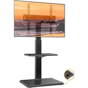Perlegear Rolling TV Stand with Hidden Wheels, TV Tall Stand for 30-70 inch TVs up to 88 lbs, TV Mount Stand & 8 Height Settings, Floor TV Stand with Wood Base, Max VESA 400x400mm, PGFS14