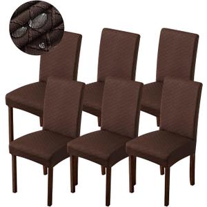Genina Waterproof Chair Covers for Dining Room Dining Chair Covers Kitchen Parsons Chair Covers (Chocolate, 6 PCS)