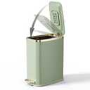 CEROELDA Small Bathroom Trash Can with Lid Soft Close-5L/ 1.3 Gal Slim Garbage Can-Metal Step Wastebasket-Rectangle Narrow Waste Bin for Office, Bedroom, Toilet, Live Room-Green