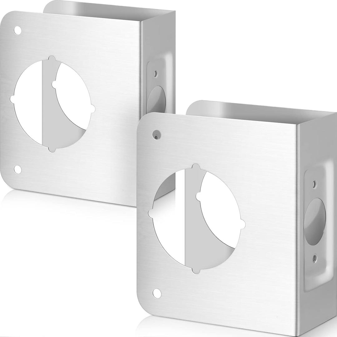 Lock and Door Reinforcement Plate 1-3/4-Inch Thick by 2-3/8-Inch Backset 2-1/8-Inch Bore Doors Reinforce Repair Stainless Steel Home Security Plate Add Security to Your Home(2 Pcs)