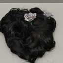 R REEWES FASHION HAIR Beehive Wig Victorian Style Black Short Curly Wig with White Feather, Rose and Butterfly Accessories Queen Cosplay Halloween Costume Wigs For Women