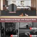 Reinforced 41" Extra Tall Pet Gate, 200" Retractable Baby Gates Extra Wide Retractable Dog Gate with Support Rods, Indoor Extra Long Baby Gate Retractable Fence Outdoor Garage Gates for Dogs, Black