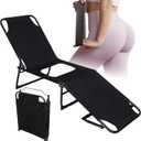 CroBlissful Fodlable BBL Chair with Hole, Adjustable 5-Position Lawn Chair for BBL Chaise Lounge After Surgery Recovery Bed for Patio Garden Poolside Outdoor Yard Beach(Black), 74.8 x 22.8 x 11.8 inches