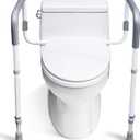 Toilet Safety Rails for Elderly Adults - Adjustable Bathroom Toilet Safety Frame with Handles - Stand Alone Toilet Grab Bar for Senior, Handicap & Disabled,Fits Most Toilets, White, TRX-8002