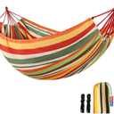 Cotton Canvas Hammock, Comfortable Fabric Camping Hammock with Tree Straps, Up to 440lbs with Travel Bag for Camping Outdoor/Indoor Patio Backyard(Orange, Without bar)