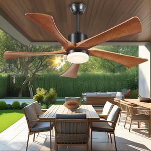 Ceiling Fans with Lights and Remote, 52 Inch Outdoor Fans for Patios, USA Original Patent, ETL Listed, 3 Downrods, 5 Blades, 6 Speeds Reversible Noiseless DC Motor Wood Fans for Farmhouse, Walnut Wood Ceiling Fans with Lights and Remote, 52 Inch Outdoor Fans for Patios, USA Original Patent, ETL Listed, 3 Downrods, 5 Blades, 6 Speeds Reversible Noiseless DC Motor Wood Fans for Farmhouse, Walnut Wood