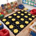 Tinideya 5 x 7.5 ft Classroom Rug, Black Sun Composition Carpet