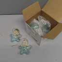 Leinuosen 6 Pcs Coastal Christmas Tree Ornaments Nautical Beach Ocean Blue and Silver Christmas Ornaments Tree Decorations Glass Starfish Conchs Seashell Sea Hanging Decorations for Xmas Party Decor