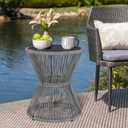 SUNNYPARK Small Outdoor Side End Table Modern Hourglass Style 20" H, 20" x 16" x 16"
