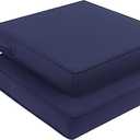 Pauwer Outdoor Chair Cushions Set of 2, Waterproof Outdoor Cushions for Patio Furniture, High Resilience Foam Seat Cushion with Ties for Outdoor Patio Garden Sofa, 19 x 19 x 3 Inch, Navy Blue