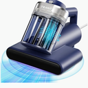 Mattress Vacuum Bed Vacuum Cleaner with 253.7nm UV-C Light, Hyper Helix Motor with 16kPa Strong Suction & 33000 RPM/Min Tapping, HEPA Filter, 149℉ Heat & Ultrasonic & Anion for Bed and Pet, Blue